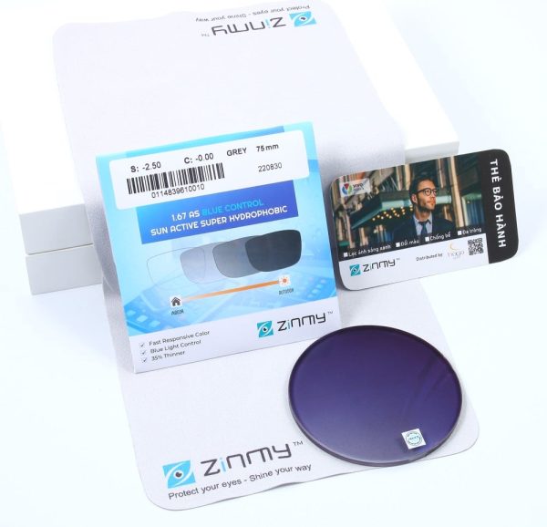 Tròng Kính Siêu Mỏng Đổi Màu + Lọc Ánh Sáng Xanh Zinmy Blue Sun 1.67 - Ảnh 4