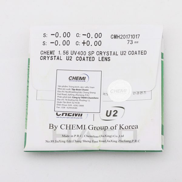 Tròng Kính Chemi U2 Crystal Coated 1.56 UV400 - Ảnh 3