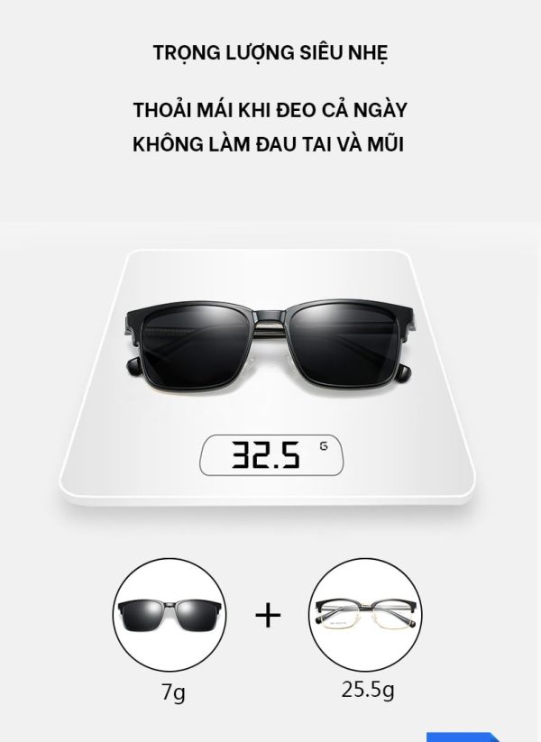 Kính Râm Cận TR90 Clip On Phân Cực Polarized 2 Trong 1 18021 - Ảnh 5