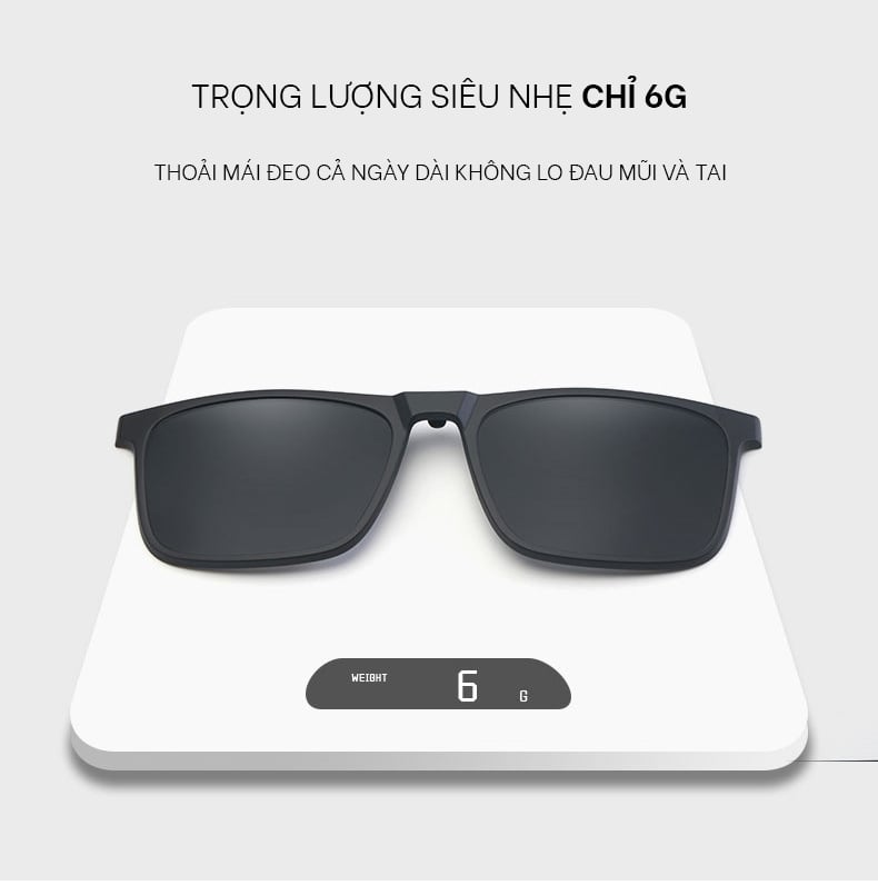 Kính Râm Cận TR90 Clip On Phân Cực Polarized 2 Trong 1 Bộ 5 Kẹp Cao Cấp 12146 - Ảnh 3