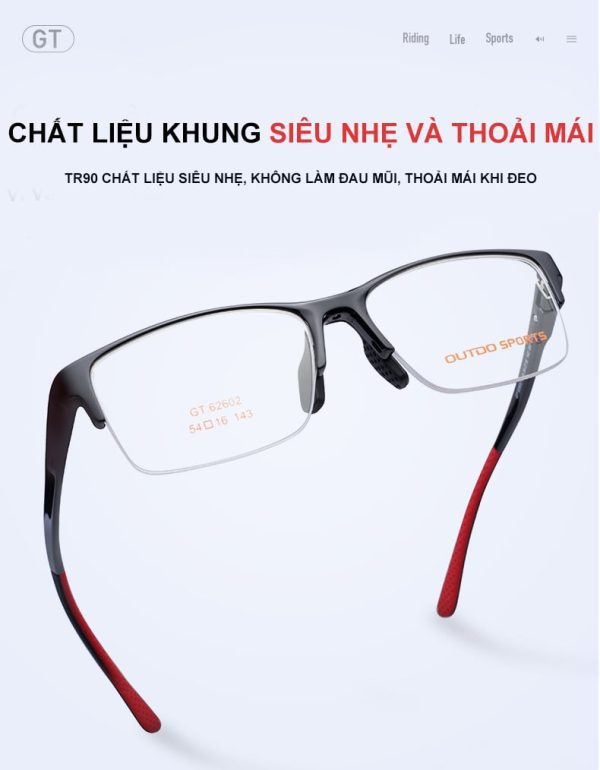Gọng Kính Thể Thao Nửa Khung Outdo Sports GT62602 Chính Hãng - Ảnh 3