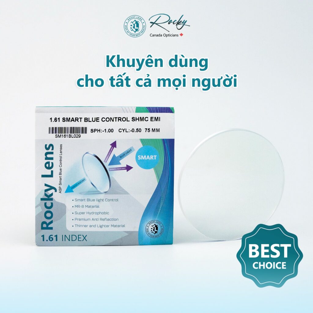 Rocky Tròng Kính Mỏng Lọc Ánh Sáng Xanh Thông Minh Rocky Smart Bluecontrol 1.61 ASP