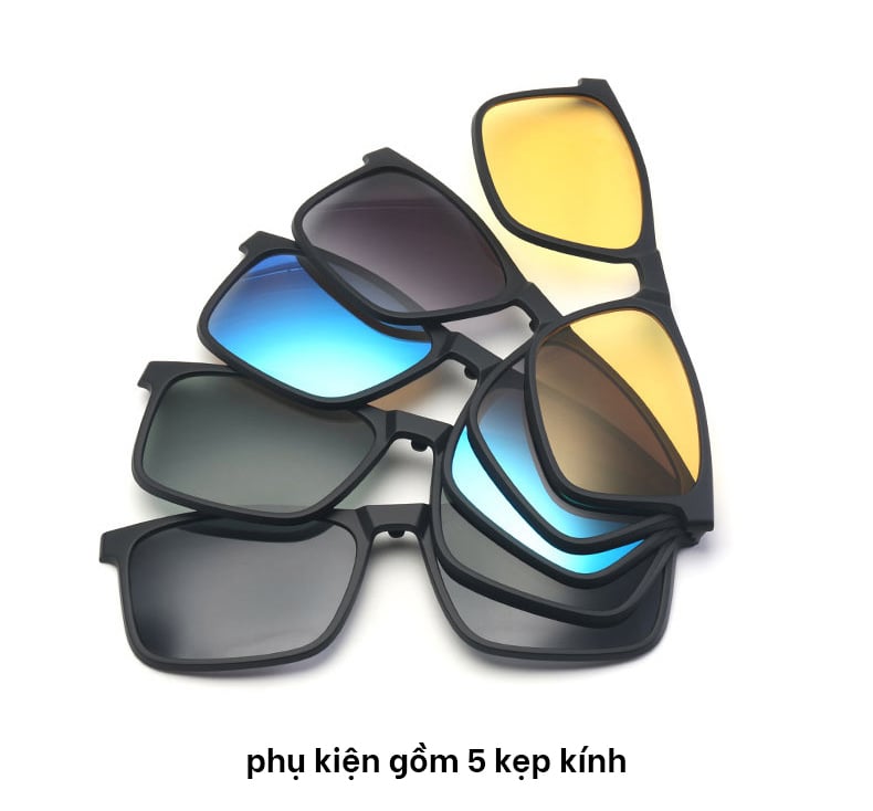 Kính Râm Cận TR90 Clip On Phân Cực Polarized 2 Trong 1 Bộ 5 Kẹp Cao Cấp 12146 - Ảnh 4