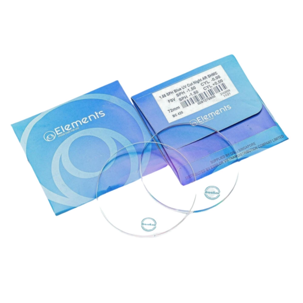 Tròng Kính Chống Ánh Sáng Xanh Elements Blue UV Cut Night AR 1.56, 1.61, 1.67