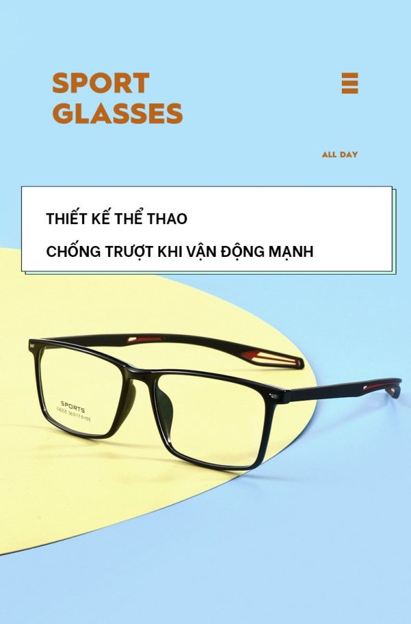 Gọng Kính Cận Thể Thao Dáng Vuông TR90 G6205 - Ảnh 7