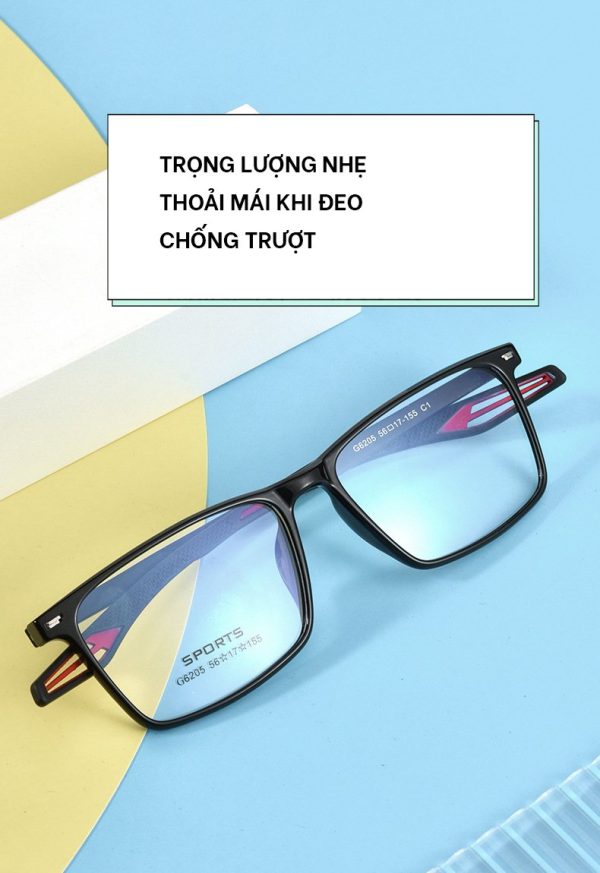 Gọng Kính Cận Thể Thao Dáng Vuông TR90 G6205 - Ảnh 8