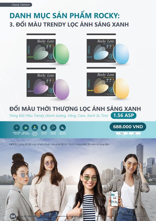 Tròng Kính Đổi Màu Trendy Rocky 1.56 SHMC - Ảnh 2