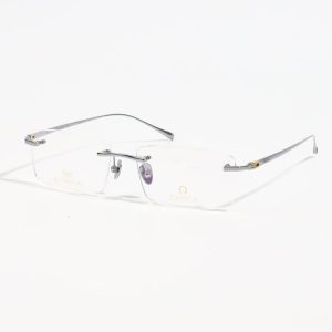 Gọng Kính Khoan Ốc Không Viền Titanium Mạ Vàng 18K Omega