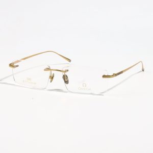 Gọng Kính Khoan Ốc Không Viền Titanium Mạ Vàng 18K Omega 511611