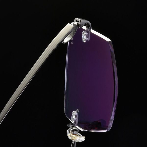 Gọng Kính Không Viền Chống Ánh Sáng Xanh Titanium Vát Cạnh Kim Cương Zoson 8118 - Ảnh 8