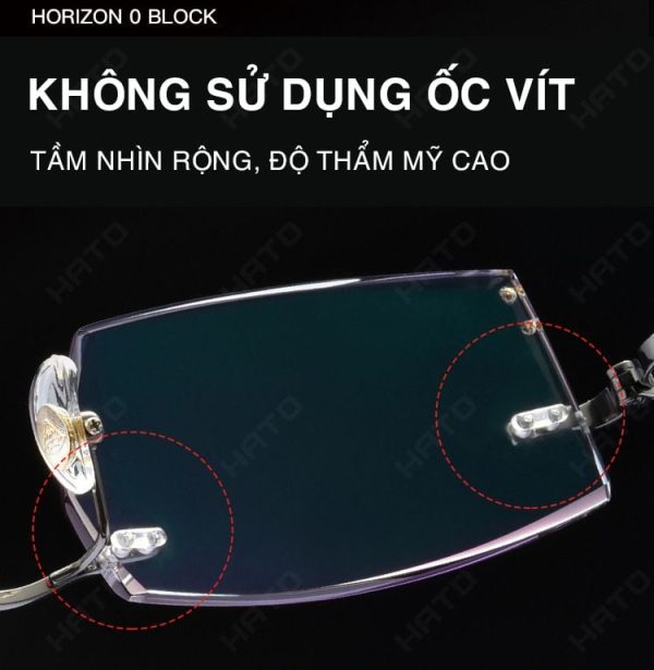 Gọng Kính Không Viền Chống Ánh Sáng Xanh Titanium Vát Cạnh Kim Cương Zoson 8118 - Ảnh 6