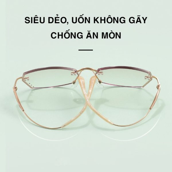 Gọng Kính Không Viền Nữ Zoson T085 Titanium Vát Cạnh Kết Hợp Đính Kim Cương Nhân Tạo - Ảnh 5