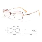 Gọng Kính Không Viền Nữ Zoson T085 Titanium Vát Cạnh Kết Hợp Đính Kim Cương Nhân Tạo - Ảnh 2