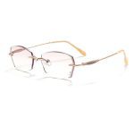 Gọng Kính Không Viền Nữ Zoson T085 Titanium Vát Cạnh Kết Hợp Đính Kim Cương Nhân Tạo