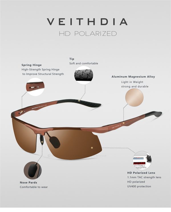 Kính Mát Veithdia 6535 Nửa Khung Thể Thao Phân Cực Polarized - Ảnh 5