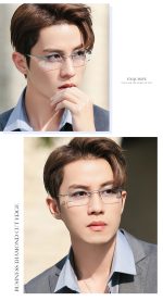 Gọng Kính Không Viền Chống Ánh Sáng Xanh Titanium Vát Cạnh Kim Cương Zoson 8118 - Ảnh 10