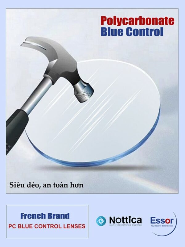Tròng Kính Chống Bể Essor 1.59 Polycarbonate Chống Ánh Sáng Xanh