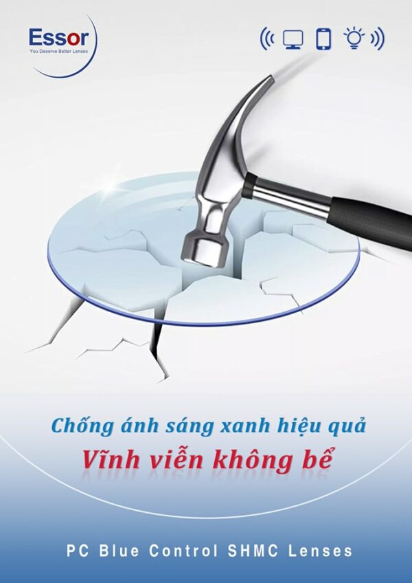 Tròng Kính Chống Bể Tuyệt Đối Essor 1.59 Polycarbonate Chống Ánh Sáng Xanh - Ảnh 4