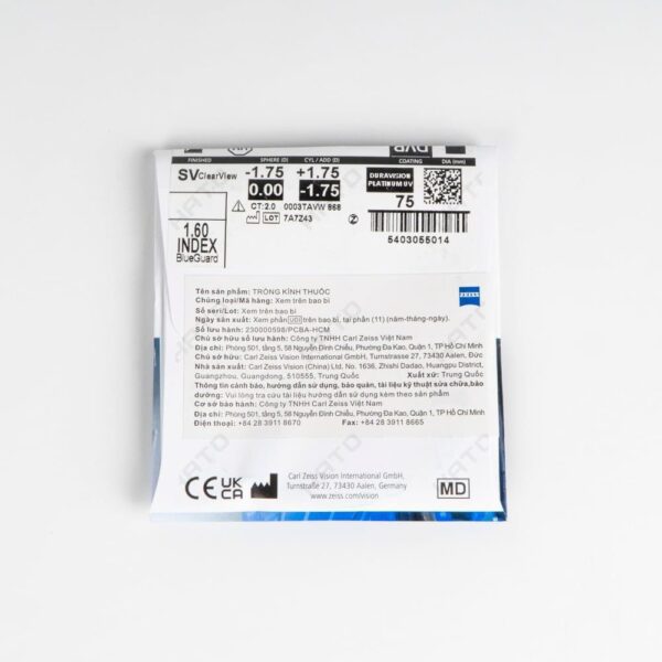 Zeiss Clearview Freeform BlueGuard Tròng Kính Chống Ánh Sáng Xanh