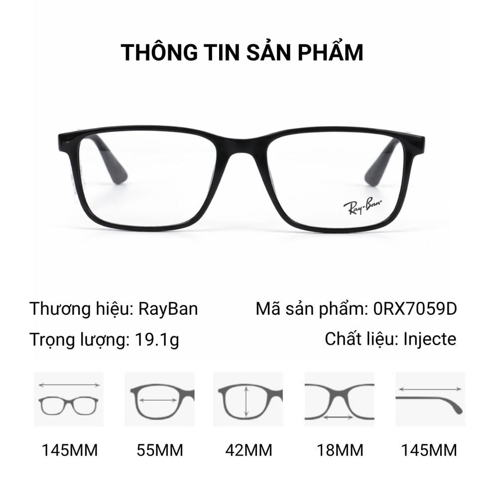 Rayban 0RX7059D Gọng Kính – Tem Chính Hãng Luxottica – Full Box
