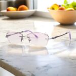 Zoson 3013 Kính Không Viền Titanium, Vát Cạnh Kim Cương, Đính Hoa Văn