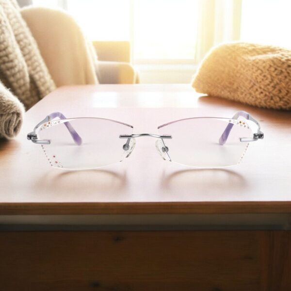 Zoson 3013 Kính Không Viền Titanium, Vát Cạnh Kim Cương, Đính Hoa Văn