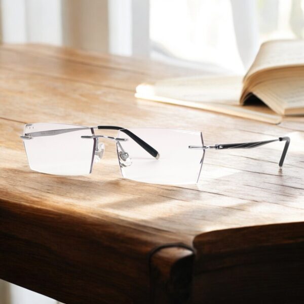 Kính Không Gọng Titanium Zoson 619HT Vát Cạnh Kim Cương, Đính Hạt