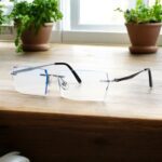 Kính Không Gọng Titanium Zoson 619HT Vát Cạnh Kim Cương, Đính Hạt