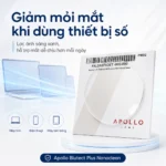 Hình ảnh quảng cáo tròng kính Apollo Blutect Plus Nanoclean với thiết kế hiện đại, cao cấp và sạch sẽ. Sản phẩm nổi bật với khả năng lọc ánh sáng xanh, chống tia UV, dễ lau sạch nhờ lớp phủ Nanoclean, phù hợp cho dân văn phòng, học sinh – sinh viên và người thường xuyên sử dụng máy tính, điện thoại. Đây là lựa chọn tròng kính chính hãng tại Hato Eyewear dành cho nhu cầu bảo vệ mắt hằng ngày.