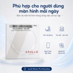 Hình ảnh quảng cáo tròng kính Apollo Blutect Plus Nanoclean với thiết kế hiện đại, cao cấp và sạch sẽ. Sản phẩm nổi bật với khả năng lọc ánh sáng xanh, chống tia UV, dễ lau sạch nhờ lớp phủ Nanoclean, phù hợp cho dân văn phòng, học sinh – sinh viên và người thường xuyên sử dụng máy tính, điện thoại. Đây là lựa chọn tròng kính chính hãng tại Hato Eyewear dành cho nhu cầu bảo vệ mắt hằng ngày.