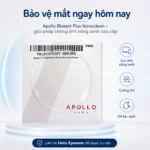 Hình ảnh quảng cáo tròng kính Apollo Blutect Plus Nanoclean với thiết kế hiện đại, cao cấp và sạch sẽ. Sản phẩm nổi bật với khả năng lọc ánh sáng xanh, chống tia UV, dễ lau sạch nhờ lớp phủ Nanoclean, phù hợp cho dân văn phòng, học sinh – sinh viên và người thường xuyên sử dụng máy tính, điện thoại. Đây là lựa chọn tròng kính chính hãng tại Hato Eyewear dành cho nhu cầu bảo vệ mắt hằng ngày.