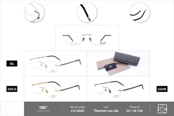 Kính Không Gọng Pure Titanium Cadillac C3124GS