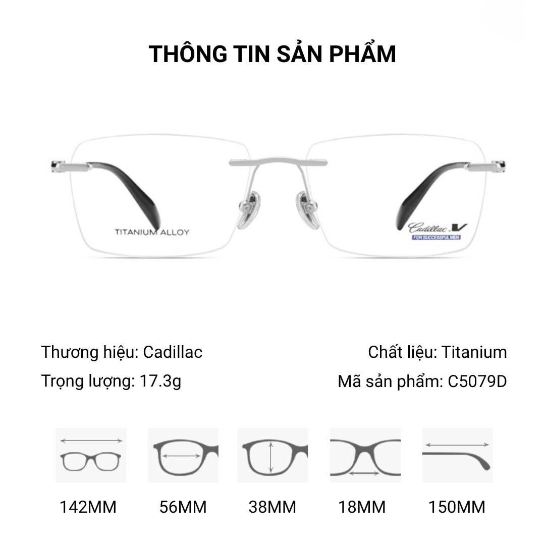 Kính Không Gọng Titanium Cadillac C5079D