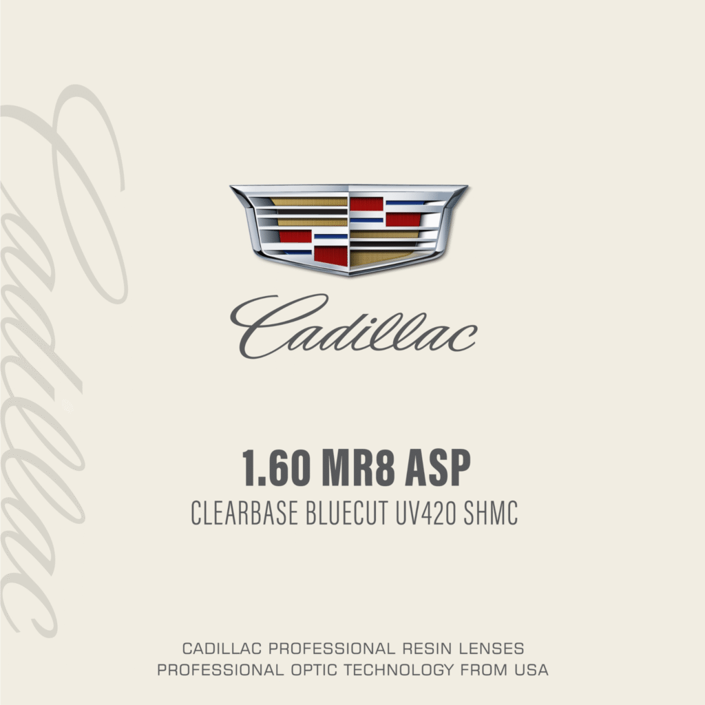 Tròng Kính chống ánh sáng xanh Cadillac Lens 1.60 MR8 ASP ClearBase BlueCut