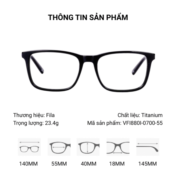 Gọng Kính Fila VFI880I-0700-55 Chính Hãng