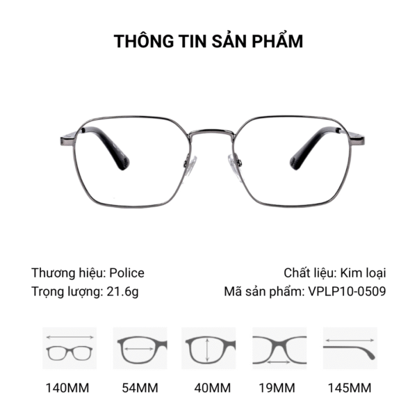 Gọng Kính Đa Giác Police VPLP10 Tem Chính Hãng 101 - Ảnh 3