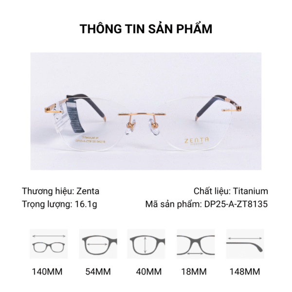 Gọng Kính Zenta DP25-A-ZT8135 Chính Hãng - Ảnh 3