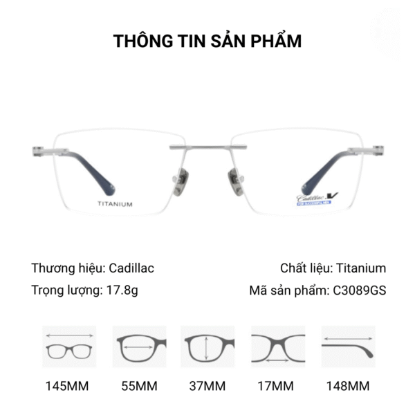 Kính Không Gọng Cadillac C3089GS Chính Hãng - Ảnh 3