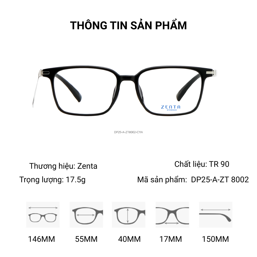 Gọng Kính Zenta DP25-A-ZT 8002 Chính Hãng 