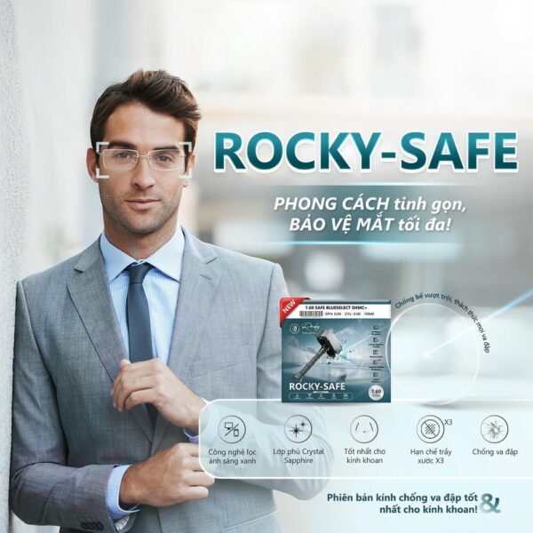 Rocky Safe 1.60 BlueSelect – Tròng Kính Chống Ánh Sáng Xanh Cao Cấp