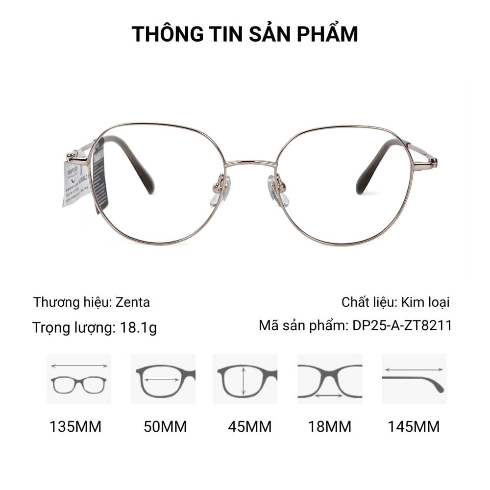 Gọng Kính Đa Giác Zenta DP25-A-ZT-8211-Tem Chính Hãng 101