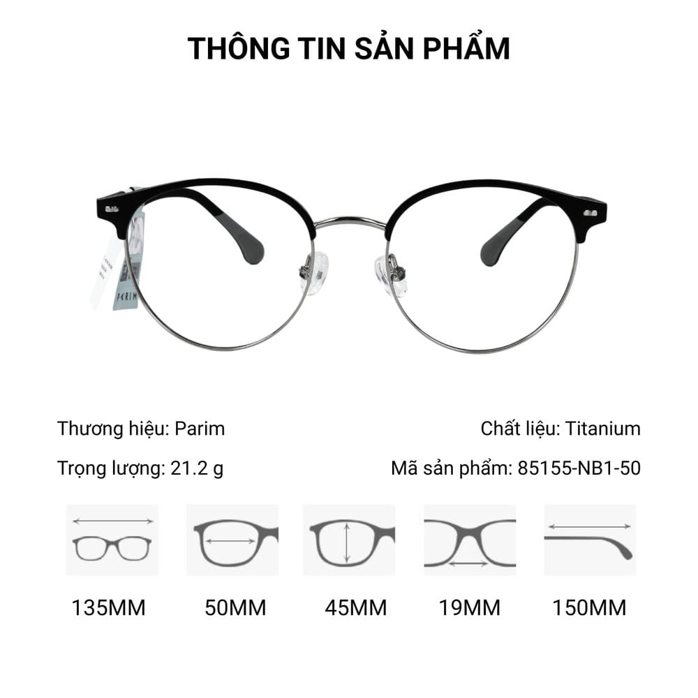 Gọng Kính Parim 85155-N1B Chính Hãng