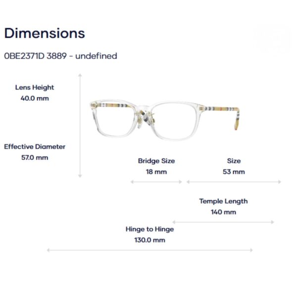 Burberry 0BE2371D Gọng Kính Chữ Nhật – Tem Chính Hãng Luxottica - Ảnh 3