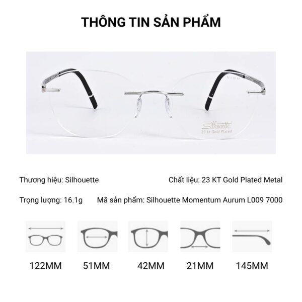 Kính Không Gọng Silhouette Momentum Aurum L009 7000 Gọng Kính Silhouette Momentum Aurum L009 7000