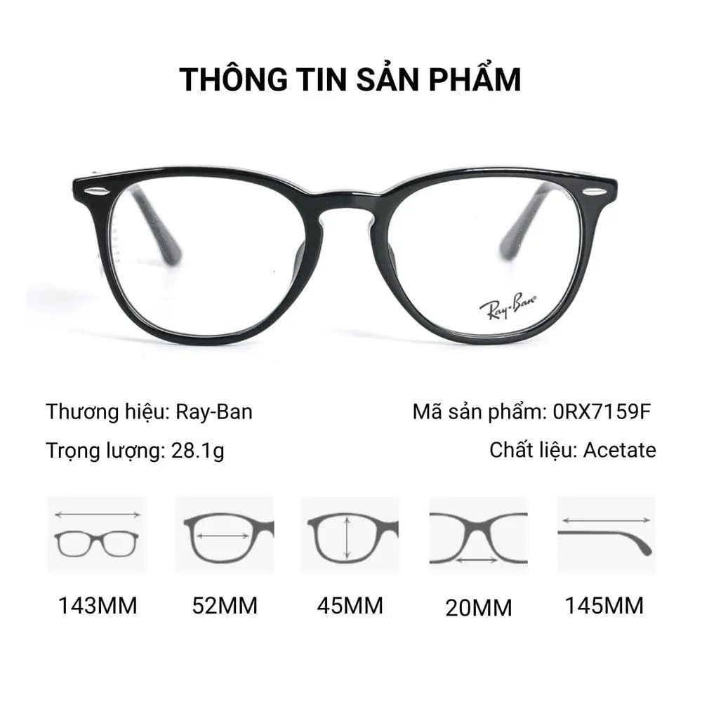 Gọng Kính Tròn RayBan 0RX7159F – Tem Chính Hãng Luxottica