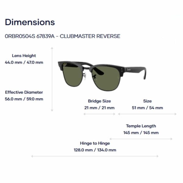 RayBan Clubmaster Classic Reverse 0RBR0504S - Kính Mát Nửa Khung Tem Chính Hãng Luxottica - Ảnh 2