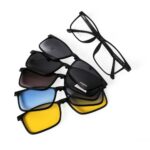 Kính Râm Cận Clip On Snap 12174 Phân Cực Polarized 2 Trong 1 Bộ 5 Kẹp Cao Cấp
