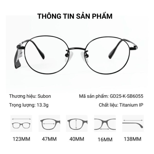 Subon GD25-K-SB6055 Gọng Kính Tròn - Chính Hãng