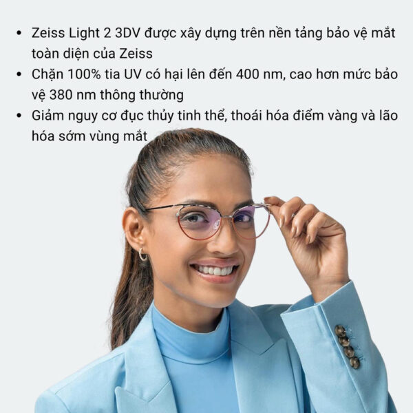 Zeiss Progressive Light 2 3DV Tròng Kính Đa Tròng UVProtect/BlueGuard với Lớp Phủ DuraVision Gold