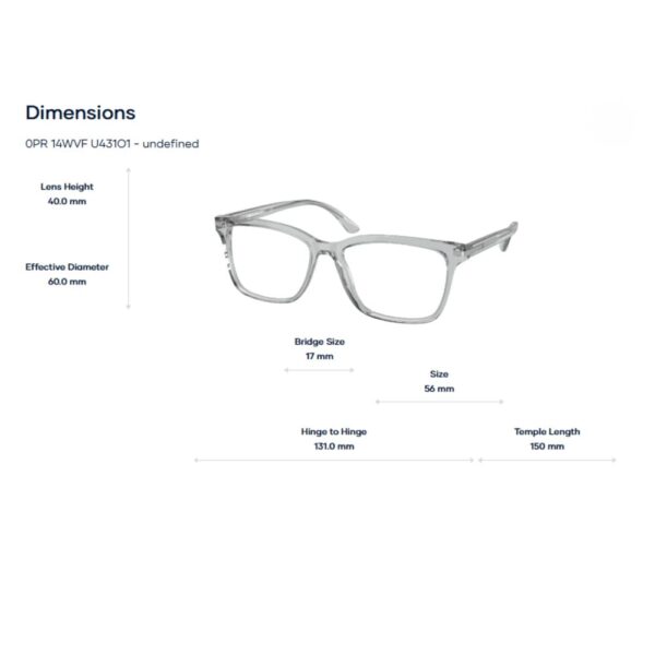 Gọng Kính Chữ Nhật PRADA 0PR 14WVF - Tem Chính Hãng Luxottica